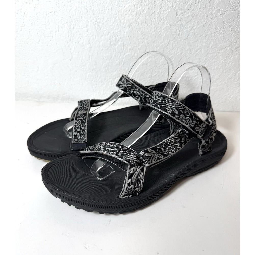 Teva Winsted Floral 6576 Womens 11 Outdoor Hiking Water Sport Sandals Gray Black